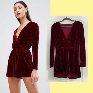 Topshop Skater Velvet Romper
